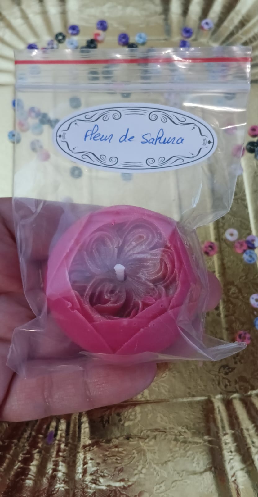 Bougie rose d'Austin senteur fleur de sakura