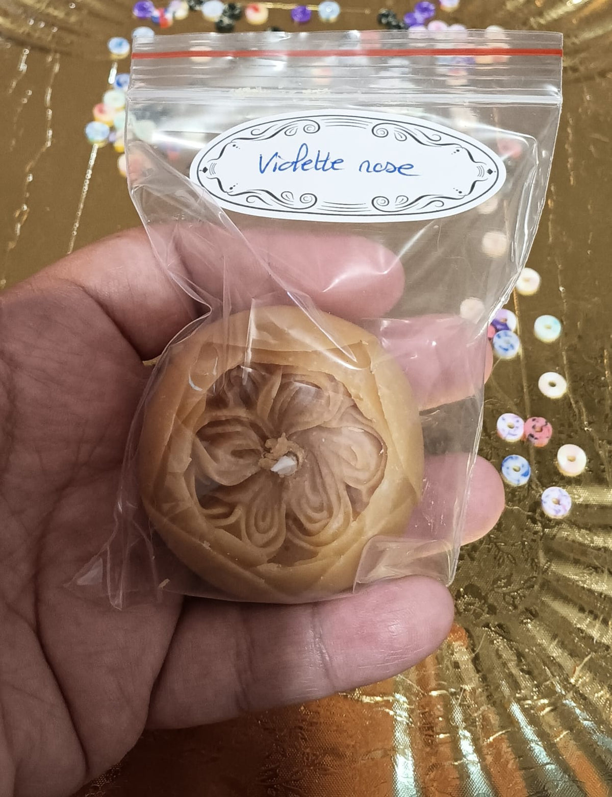 Bougie rose d'Austin senteur violette rose